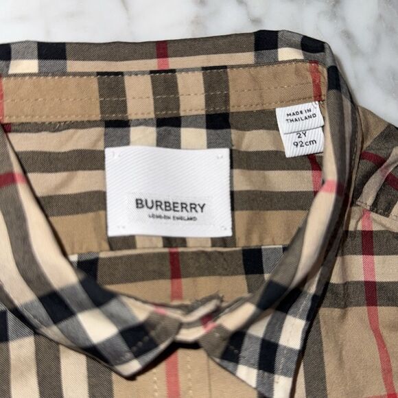 BURBERRY BEIGE VINTAGE CHECK LONG SLEEVE SHIRT 2Y - Picture 2 of 8
